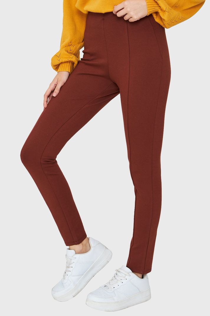 Legging Tiro Alto Costuras Frontales Café Nicopoly-4