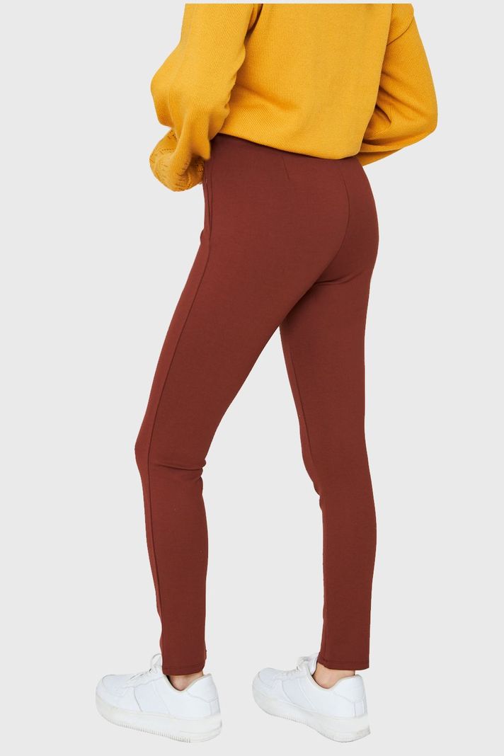 Legging Tiro Alto Costuras Frontales Café Nicopoly-3