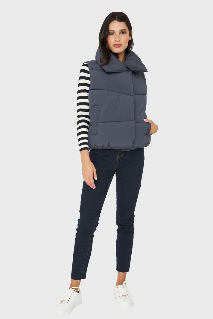 Parka Sin Mangas Imán Cuello Azul Grisáceo Nicopoly-1
