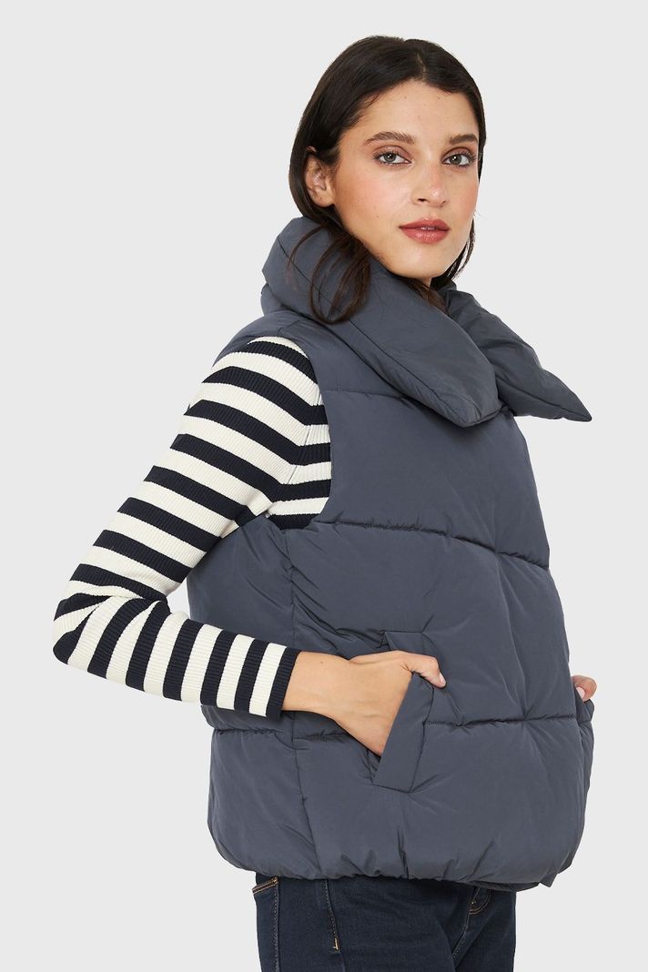 Parka Sin Mangas Imán Cuello Azul Grisáceo Nicopoly-2