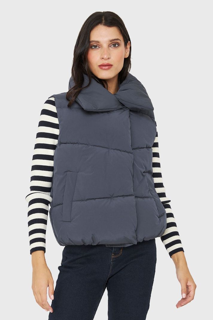 Parka Sin Mangas Imán Cuello Azul Grisáceo Nicopoly-4