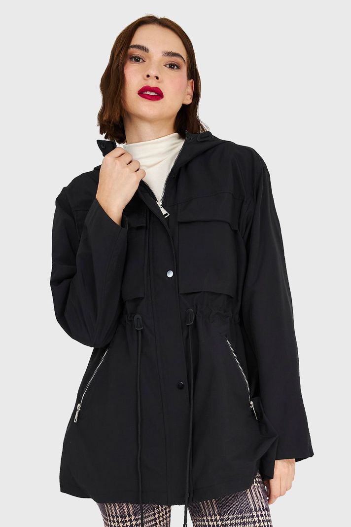 Chaqueta Larga Impermeable Negro Nicopoly-0