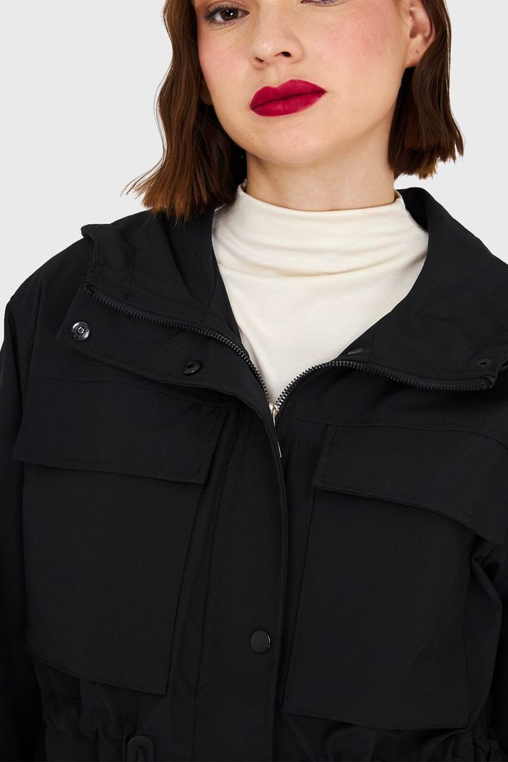Chaqueta Larga Impermeable Negro Nicopoly-5