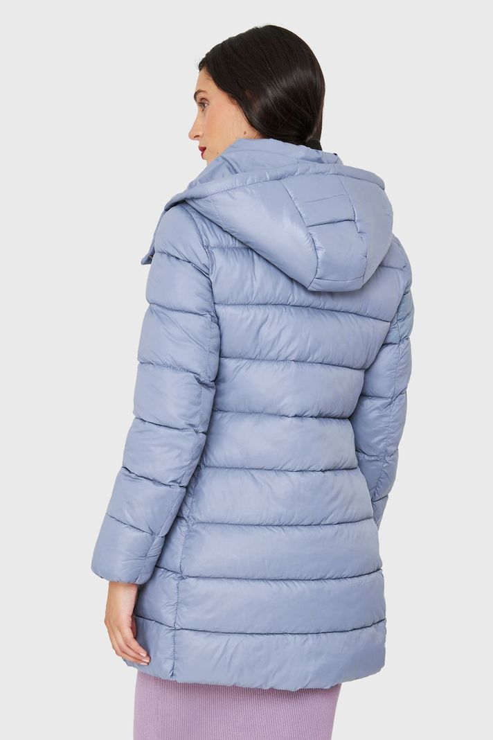 Parka Acolchada Midi Con Gorro Celeste Nicopoly-3