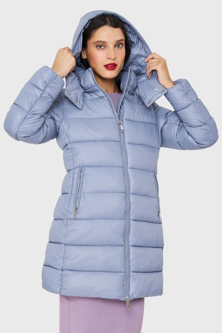 Parka Acolchada Midi Con Gorro Celeste Nicopoly-4