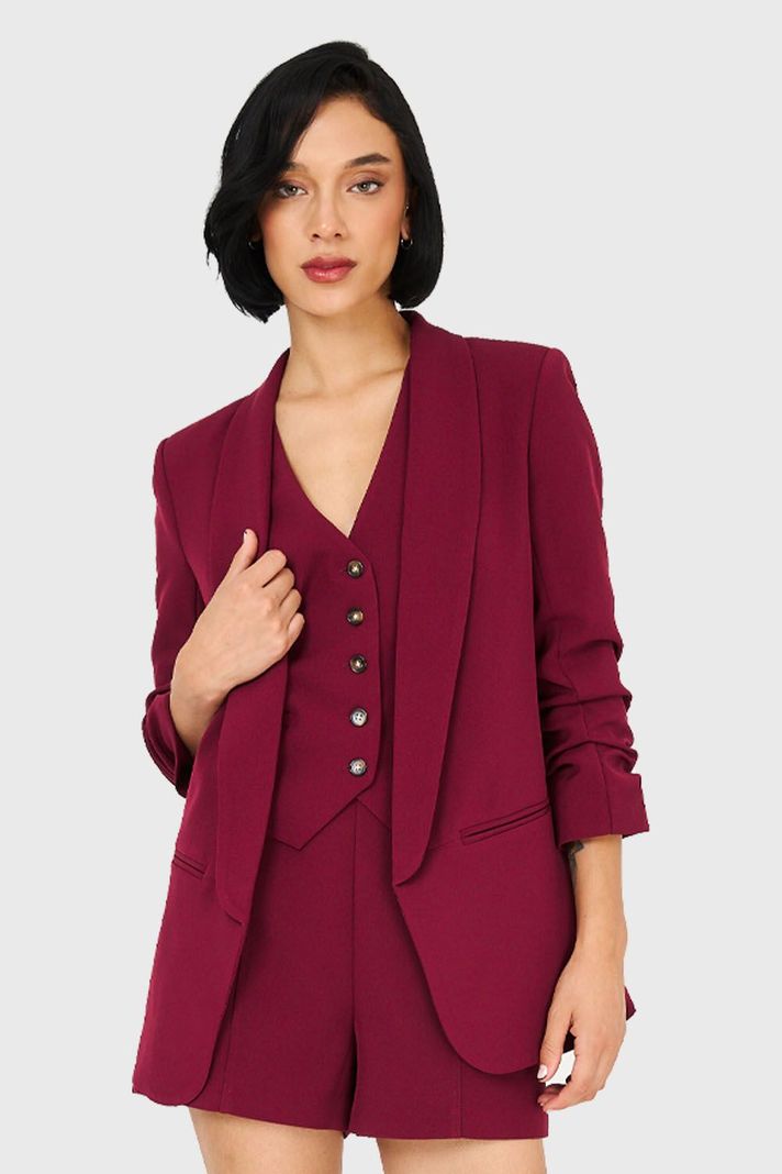 Blazer De Tope Manga 3/4 Burdeo Nicopoly-0