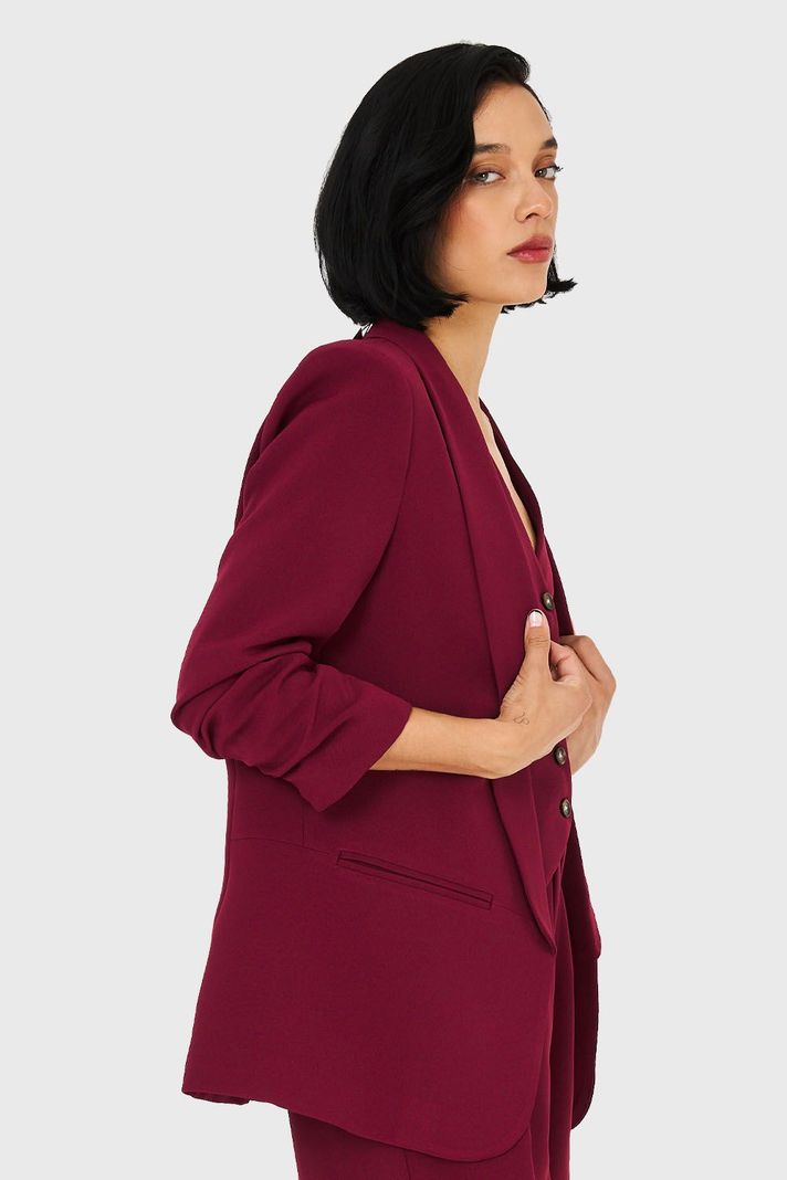 Blazer De Tope Manga 3/4 Burdeo Nicopoly-2