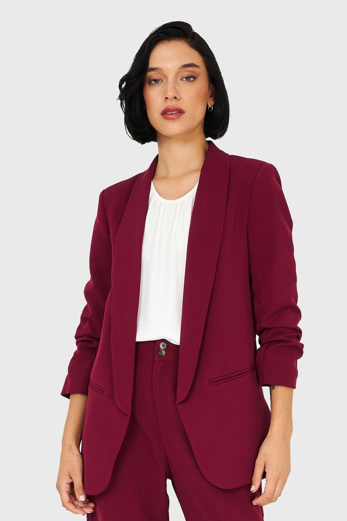 Blazer De Tope Manga 3/4 Burdeo Nicopoly-4