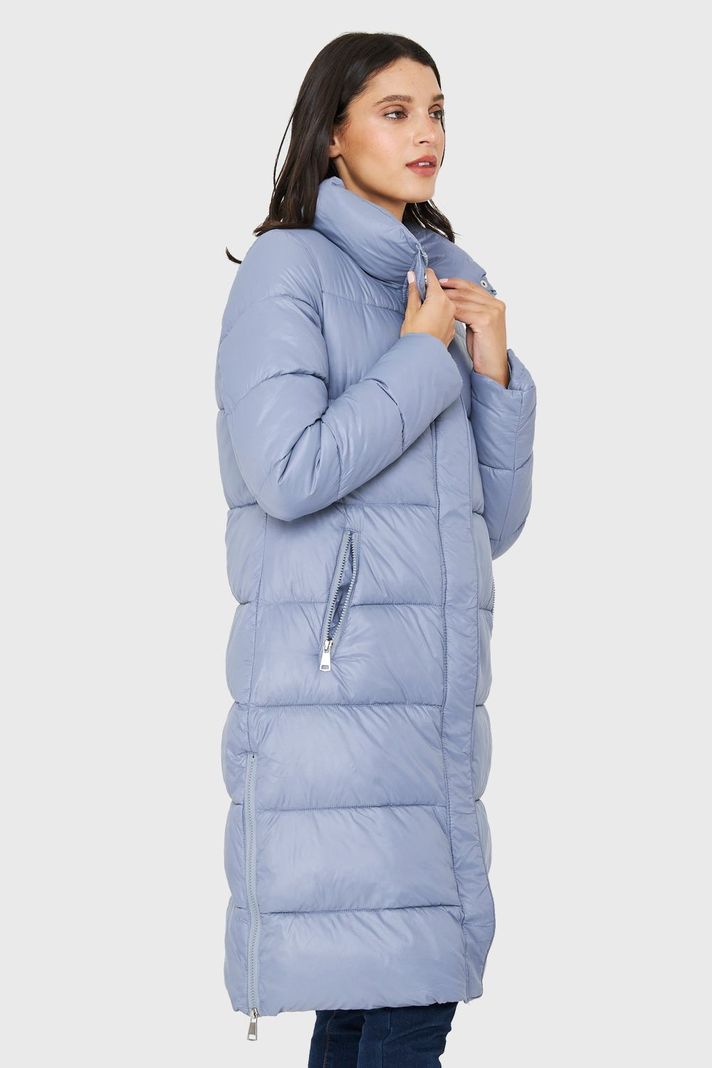 Parka Larga Acolchada Cuello Alto Celeste Nicopoly-2