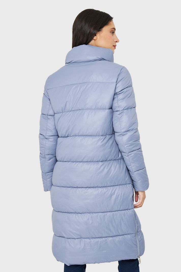 Parka Larga Acolchada Cuello Alto Celeste Nicopoly-3