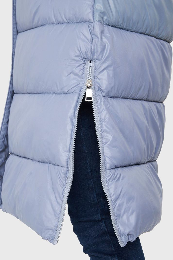 Parka Larga Acolchada Cuello Alto Celeste Nicopoly-5