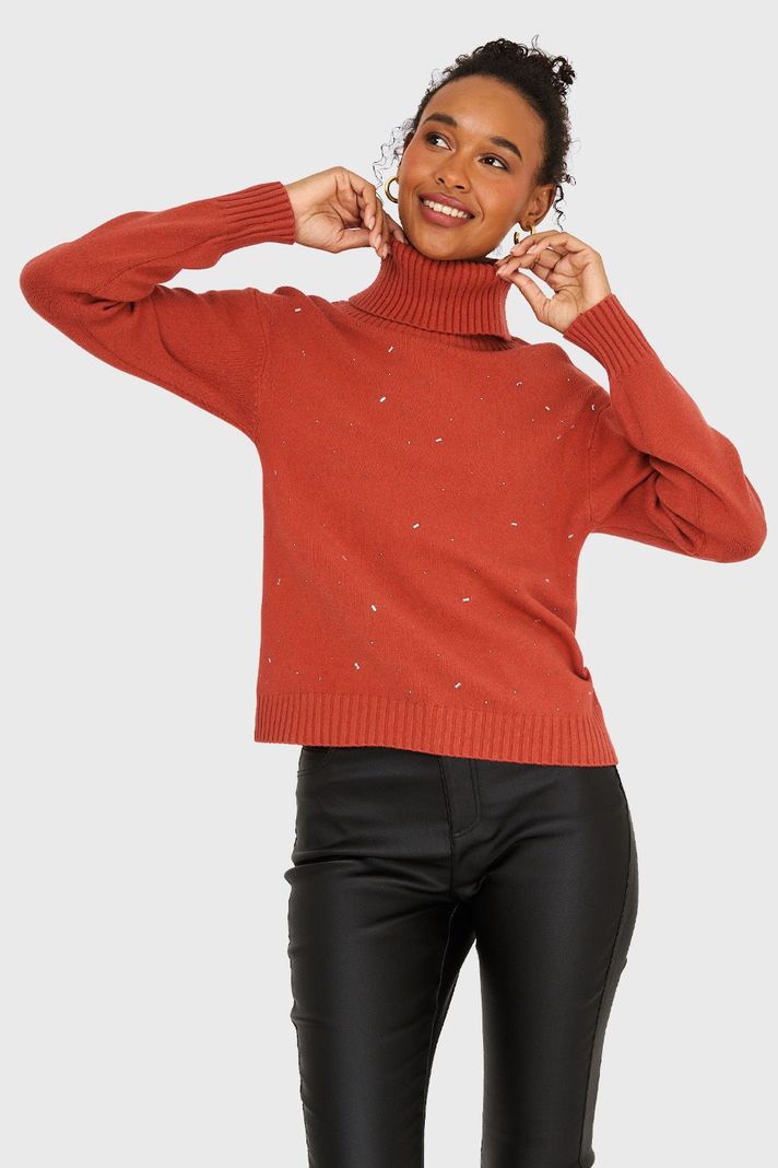 Sweater Cuello Beatle Strass Óxido Nicopoly-0