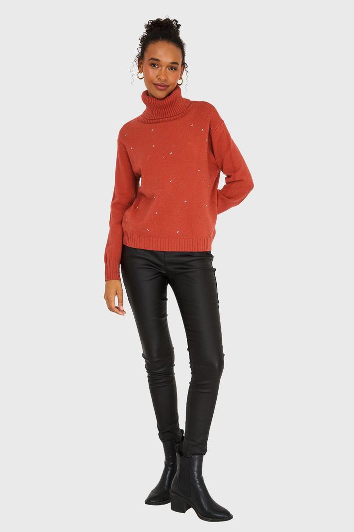 Sweater Cuello Beatle Strass Óxido Nicopoly-1
