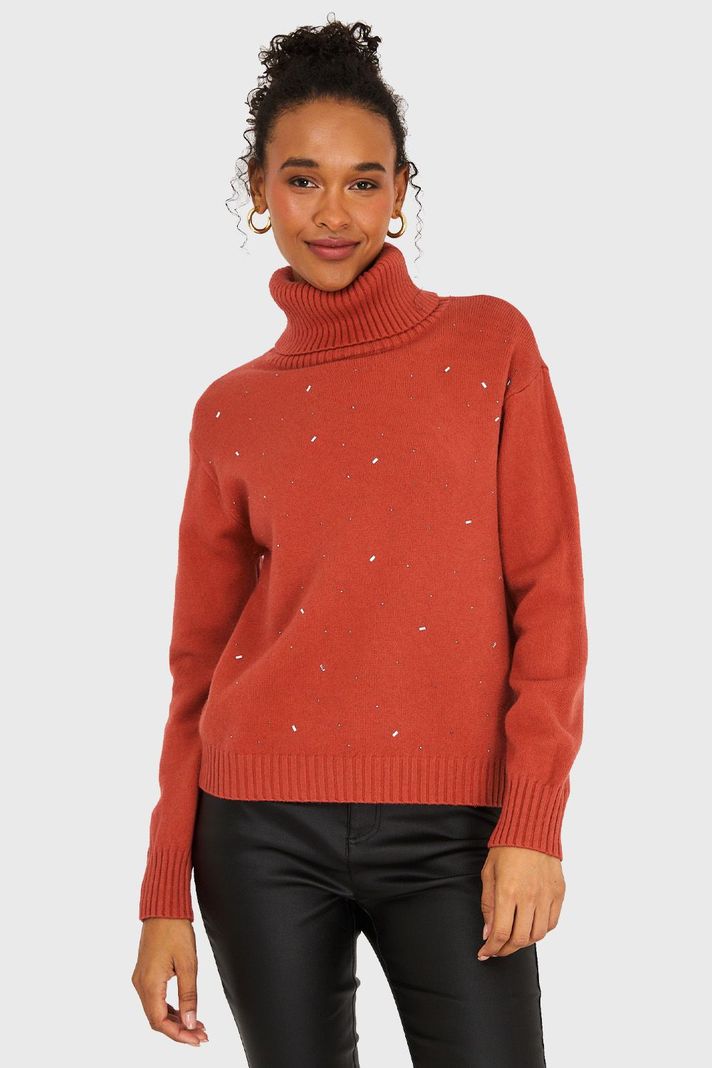 Sweater Cuello Beatle Strass Óxido Nicopoly-4