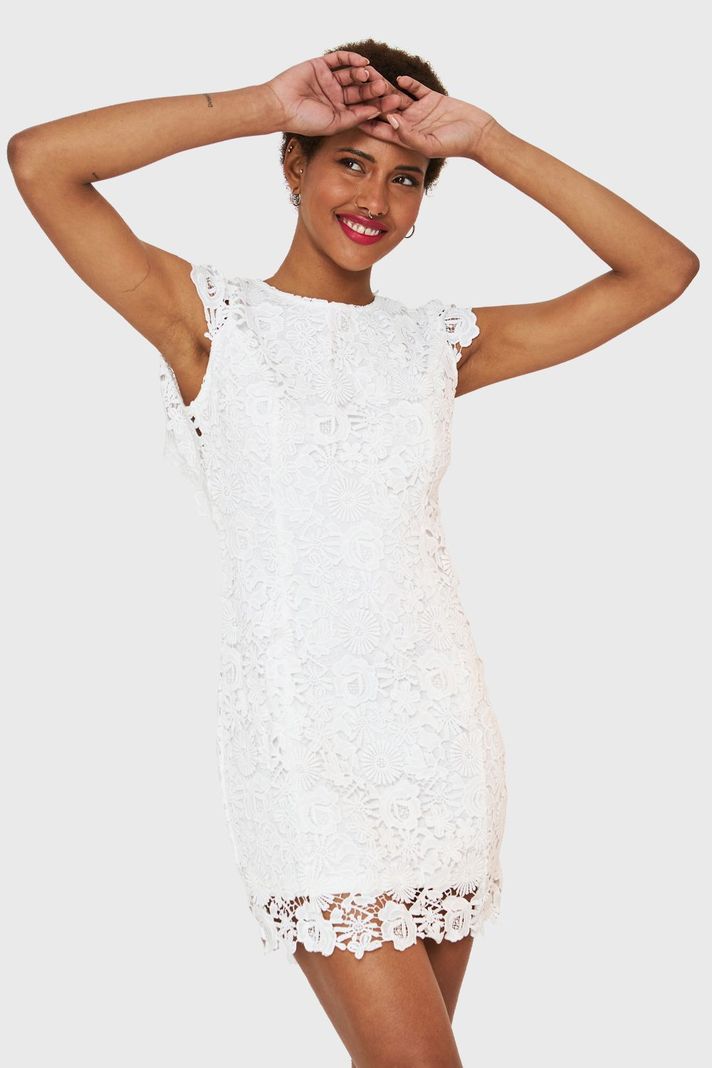 Vestido Calado Floral Blanco Nicopoly