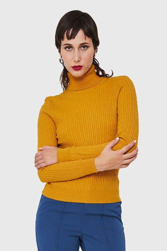 Sweater Tipo Cadenetas Mostaza Nicopoly-0