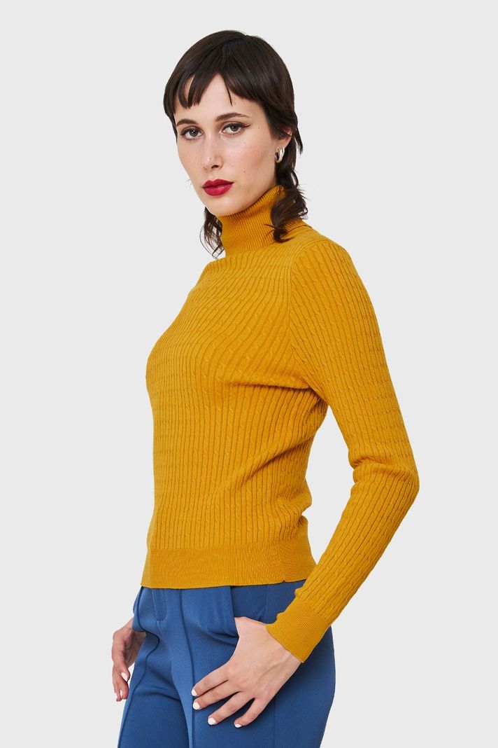 Sweater Tipo Cadenetas Mostaza Nicopoly-2