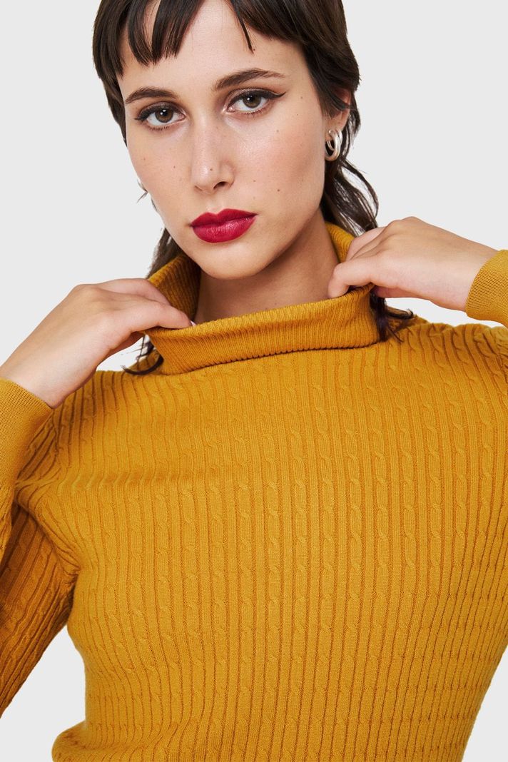 Sweater Tipo Cadenetas Mostaza Nicopoly-5