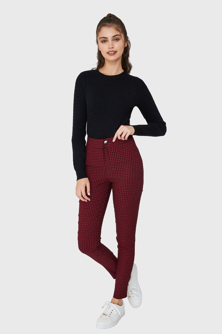 Calza Vichy Con Cierre Burdeos/Negro Nicopoly-1