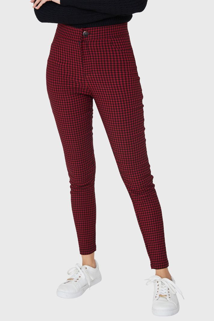 Calza Vichy Con Cierre Burdeos/Negro Nicopoly-4