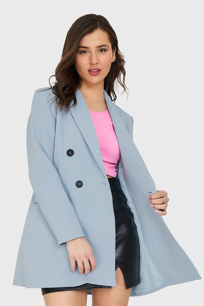 Blazer Largo 4 Botones Celeste Nicopoly-0