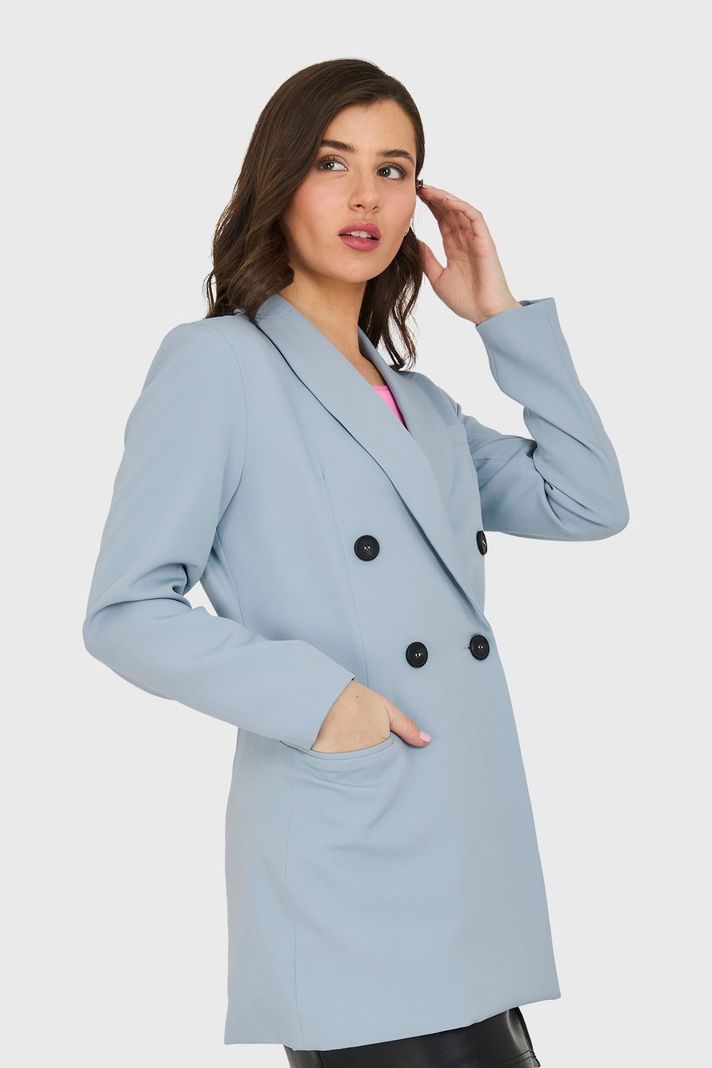 Blazer Largo 4 Botones Celeste Nicopoly-2