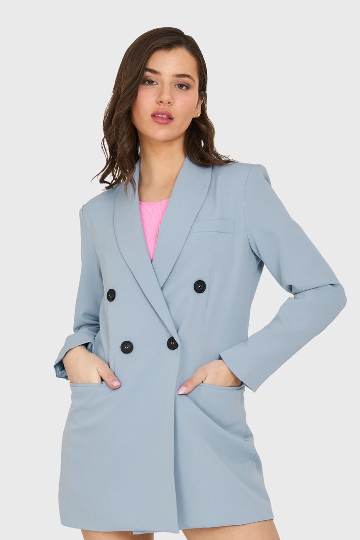 Blazer Largo 4 Botones Celeste Nicopoly-4