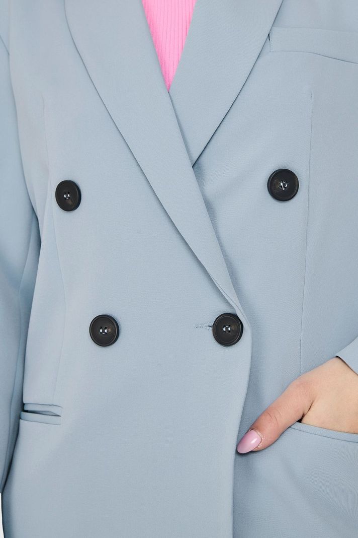 Blazer Largo 4 Botones Celeste Nicopoly-5
