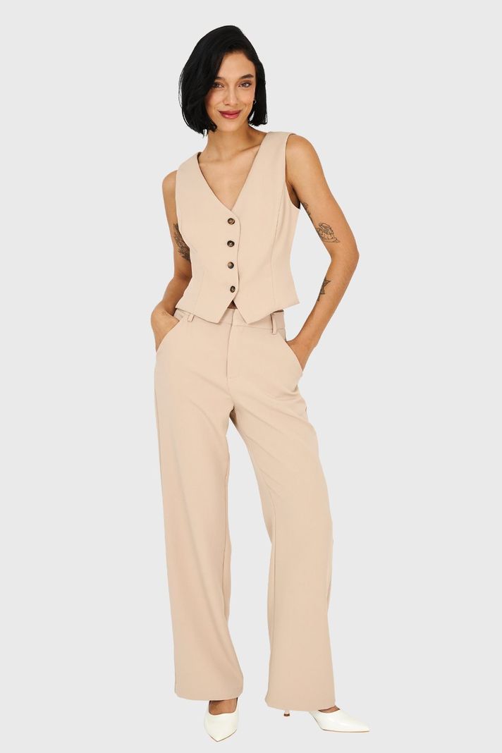 Pantalón Pierna Ancha Con Pasador Khaki Nicopoly-1