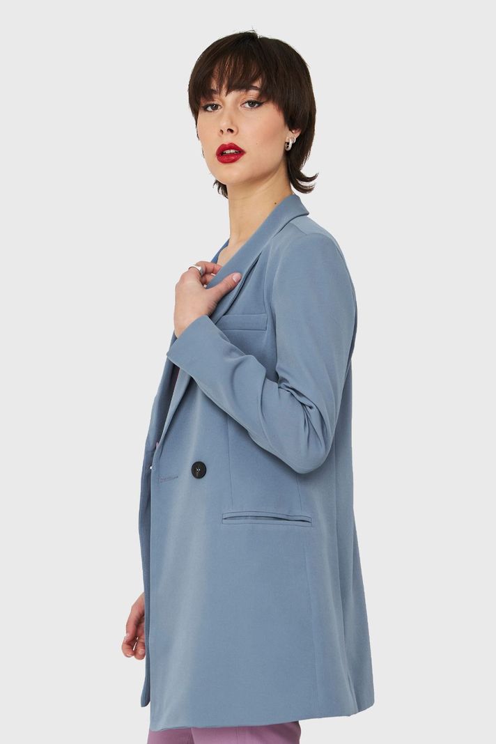 Blazer Largo Cuatro Botones Celeste Nicopoly-2