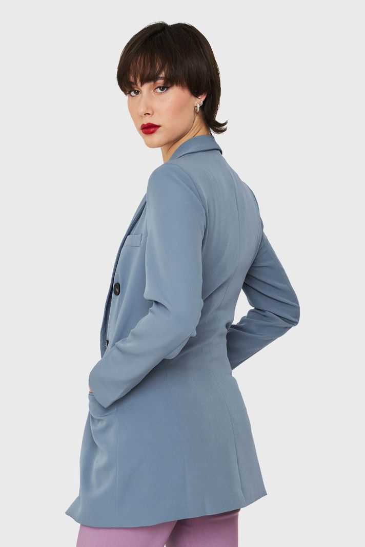 Blazer Largo Cuatro Botones Celeste Nicopoly-3