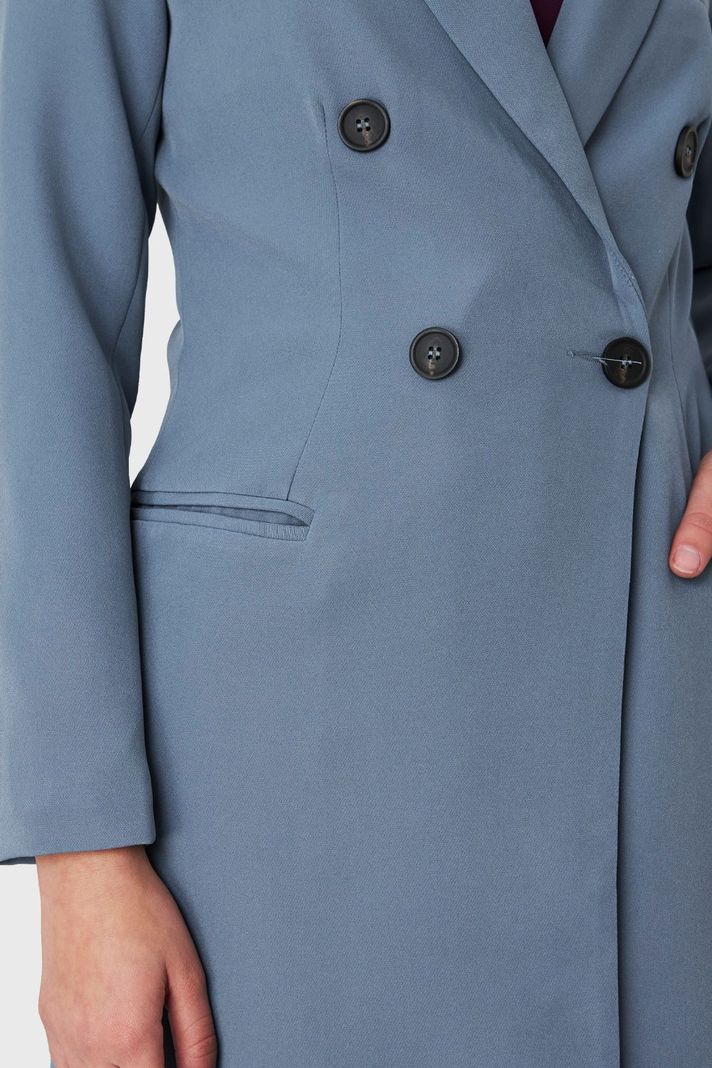 Blazer Largo Cuatro Botones Celeste Nicopoly-5