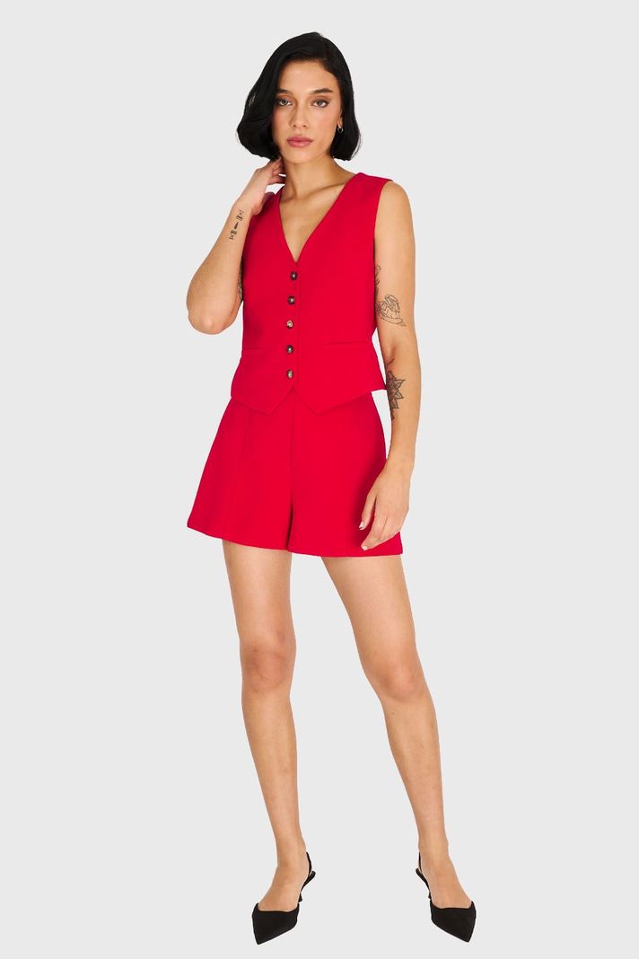 Short Básico Tiro Alto Rojo Nicopoly-1