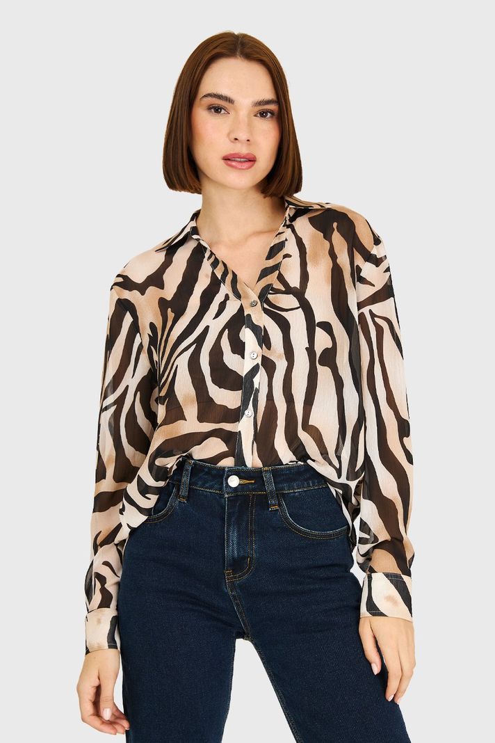 Blusa Cebra Beige Nicopoly-4