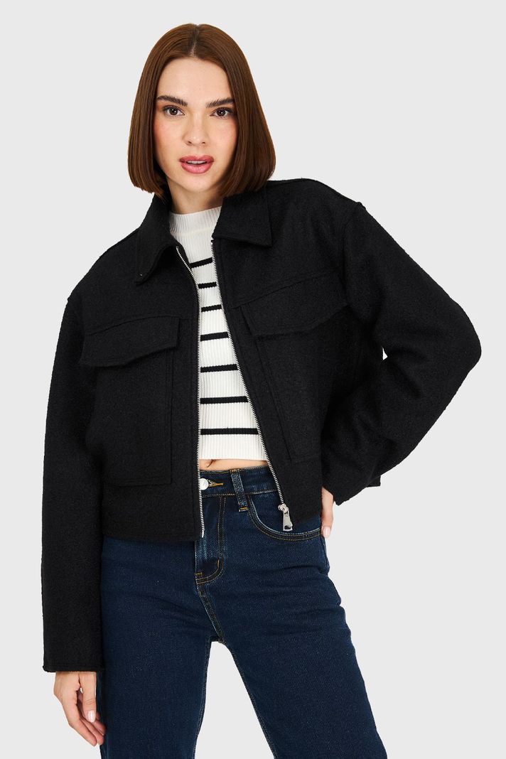 Chaqueta Bouclé Negro Nicopoly-0