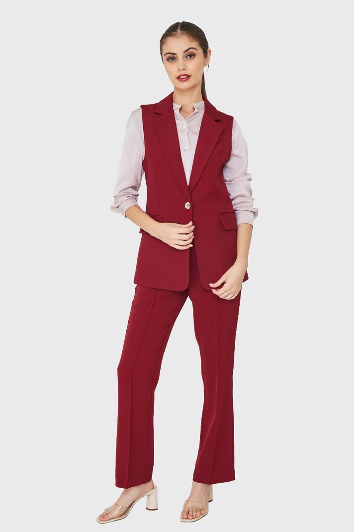 Blazer Sin Mangas Botón Burdeos Nicopoly-1
