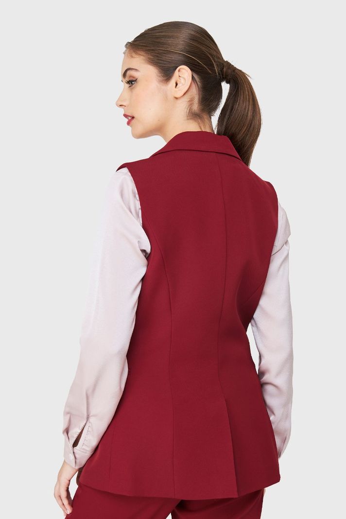 Blazer Sin Mangas Botón Burdeos Nicopoly-3