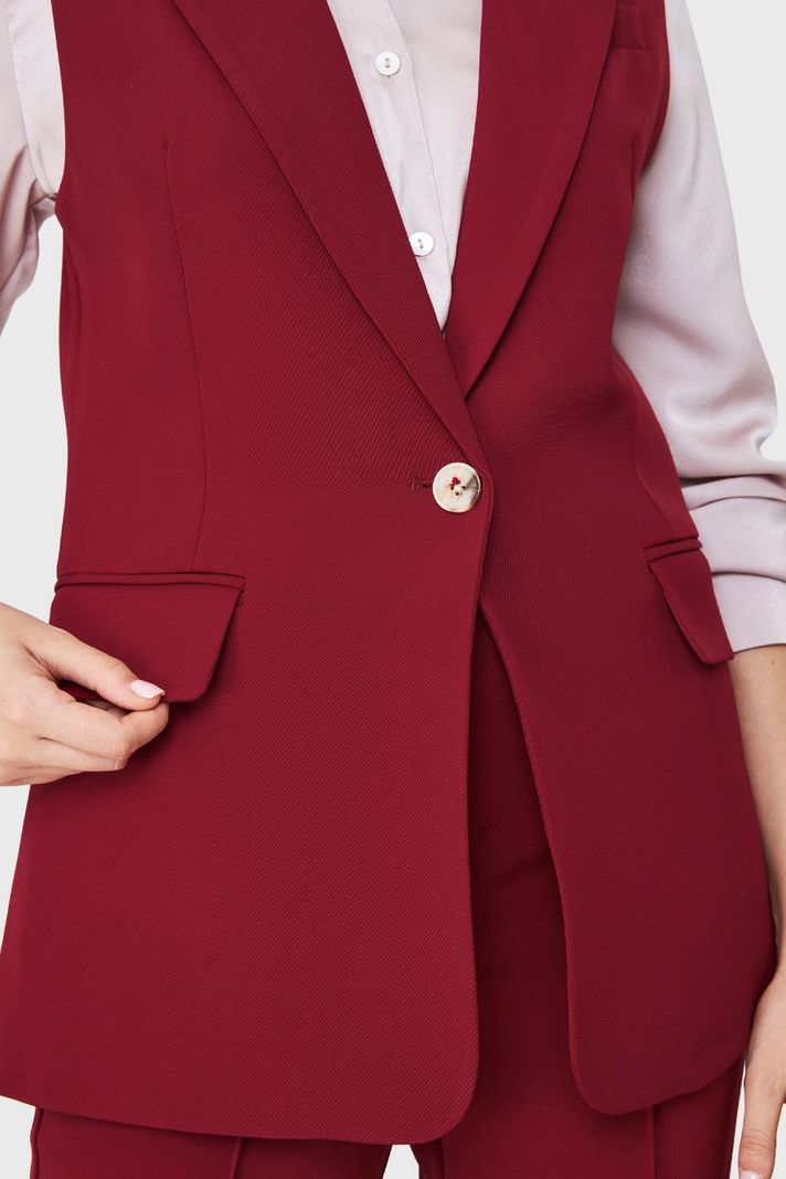 Blazer Sin Mangas Botón Burdeos Nicopoly-5