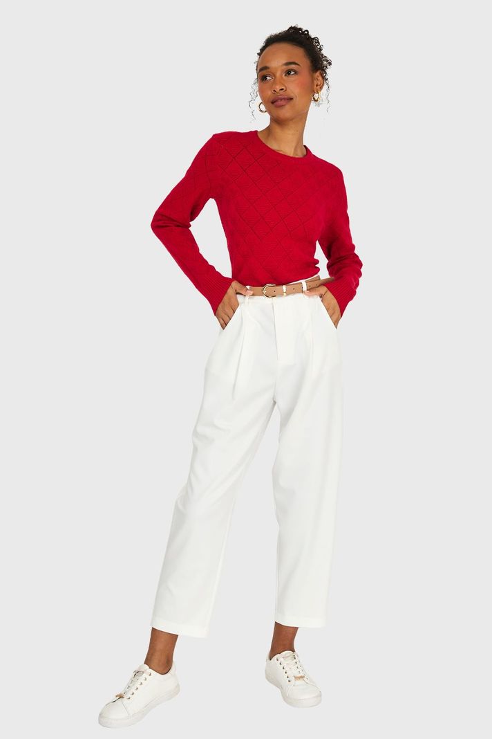 Sweater Diseño Rombos Rojo Nicopoly-1