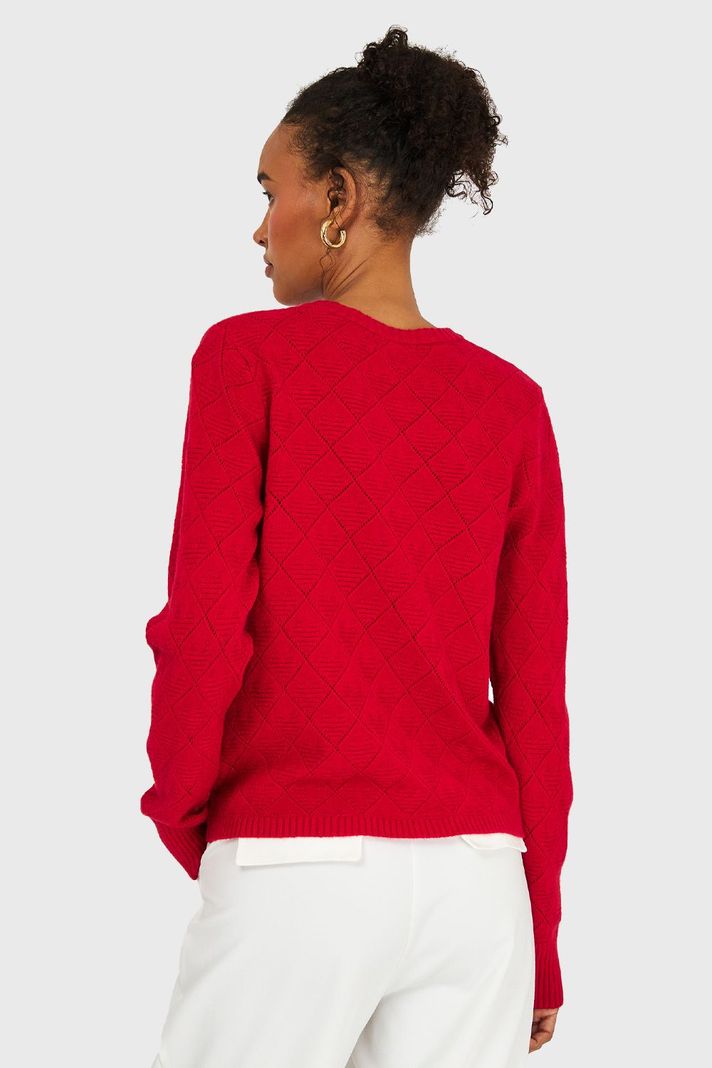 Sweater Diseño Rombos Rojo Nicopoly-3