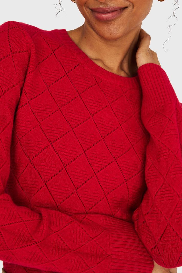 Sweater Diseño Rombos Rojo Nicopoly-5