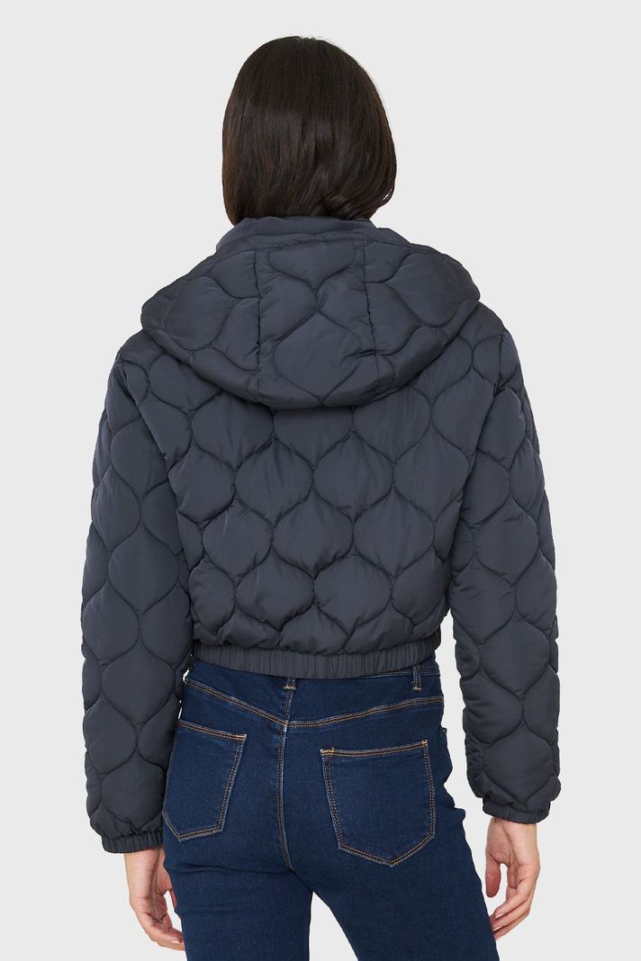 Parka Corta Quilt Con Gorro Azul Marino Nicopoly-3