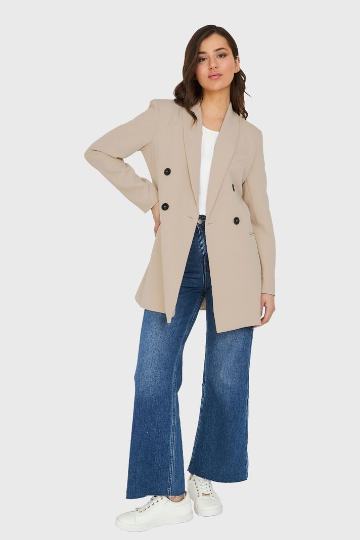 Blazer Largo 4 Botones Khaki Nicopoly-1