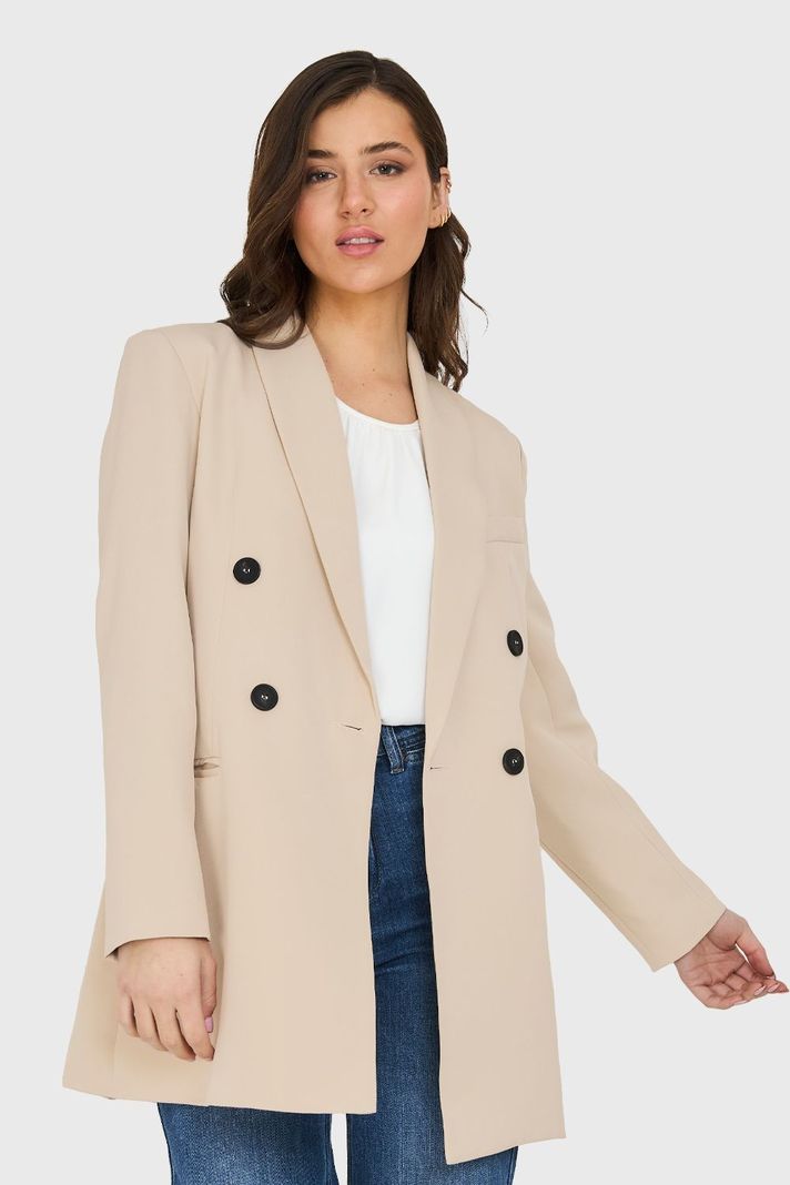 Blazer Largo 4 Botones Khaki Nicopoly-4