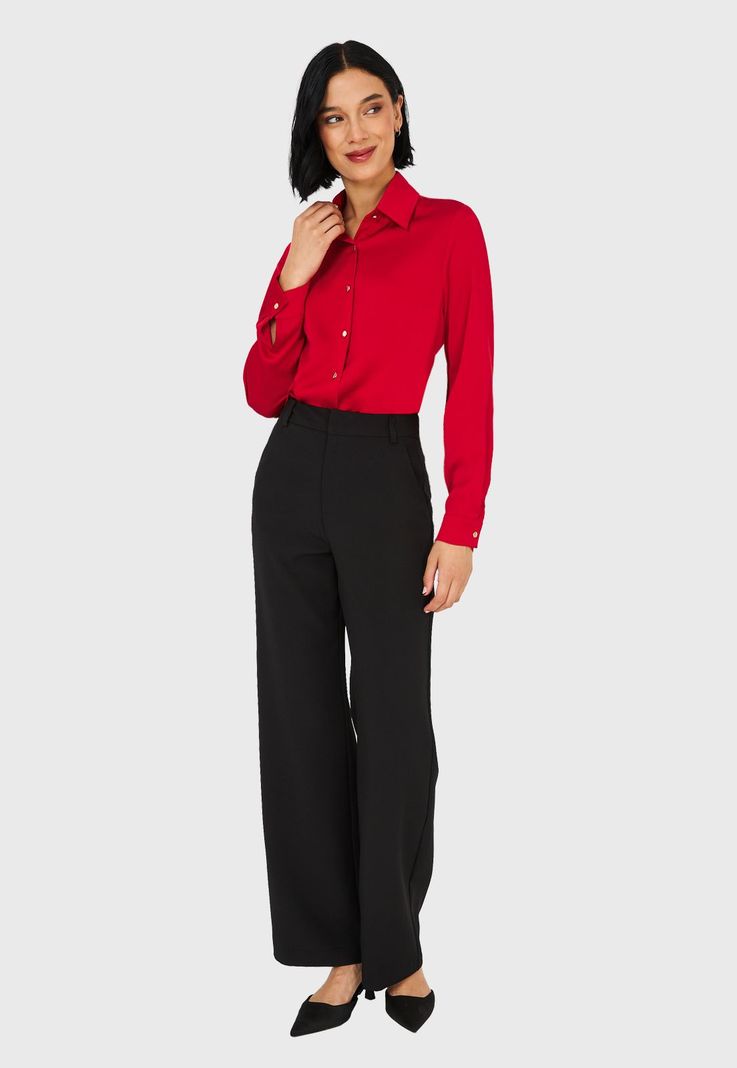 Camisa Básica Tipo Satín Rojo Nicopoly-1