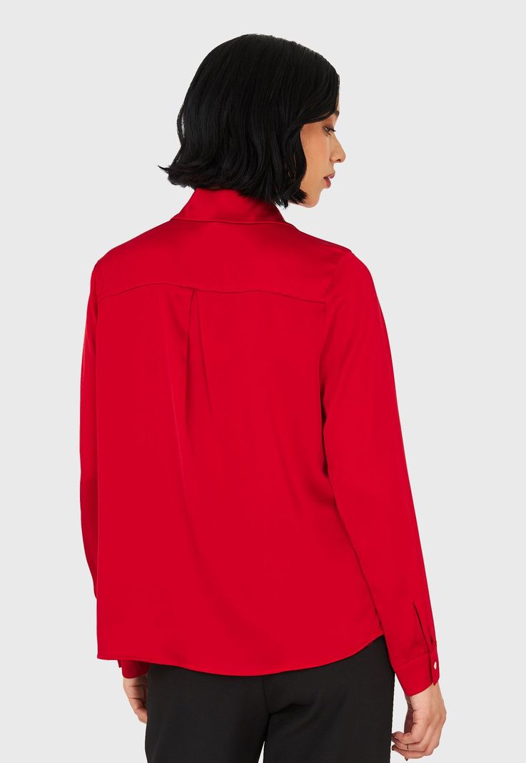 Camisa Básica Tipo Satín Rojo Nicopoly-3