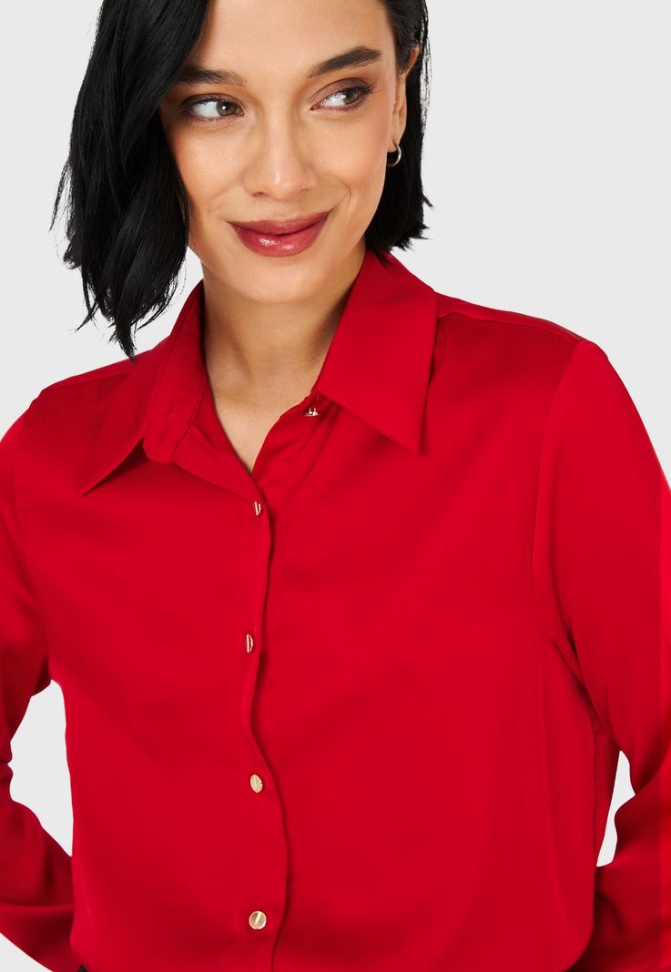 Camisa Básica Tipo Satín Rojo Nicopoly-5