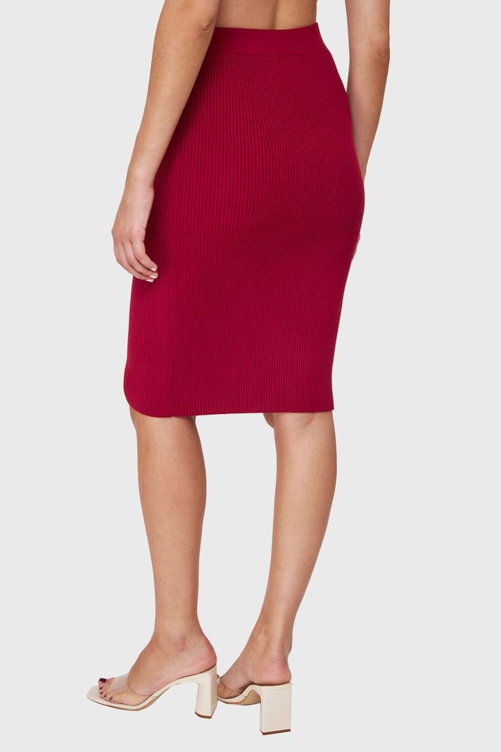 Falda Midi Acanalada Burdeos Nicopoly-3