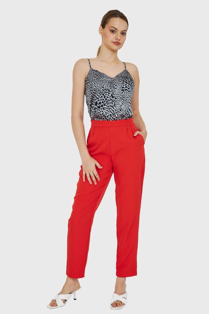 Top Básico Leopardo Tipo Satín Gris Nicopoly-1