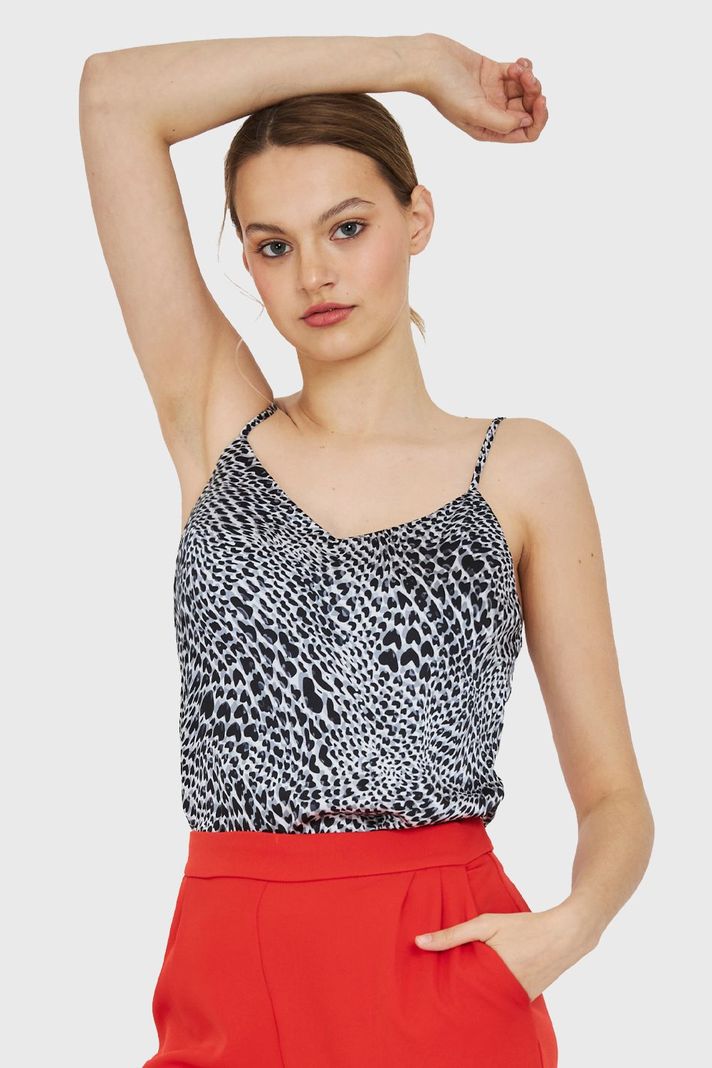 Top Básico Leopardo Tipo Satín Gris Nicopoly-4